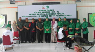 Meriahkan HUT Persit KCK Ke-79, Persit KCK Cabang XXVI Dim 0113 Gelar Bakti Sosial Donor Darah